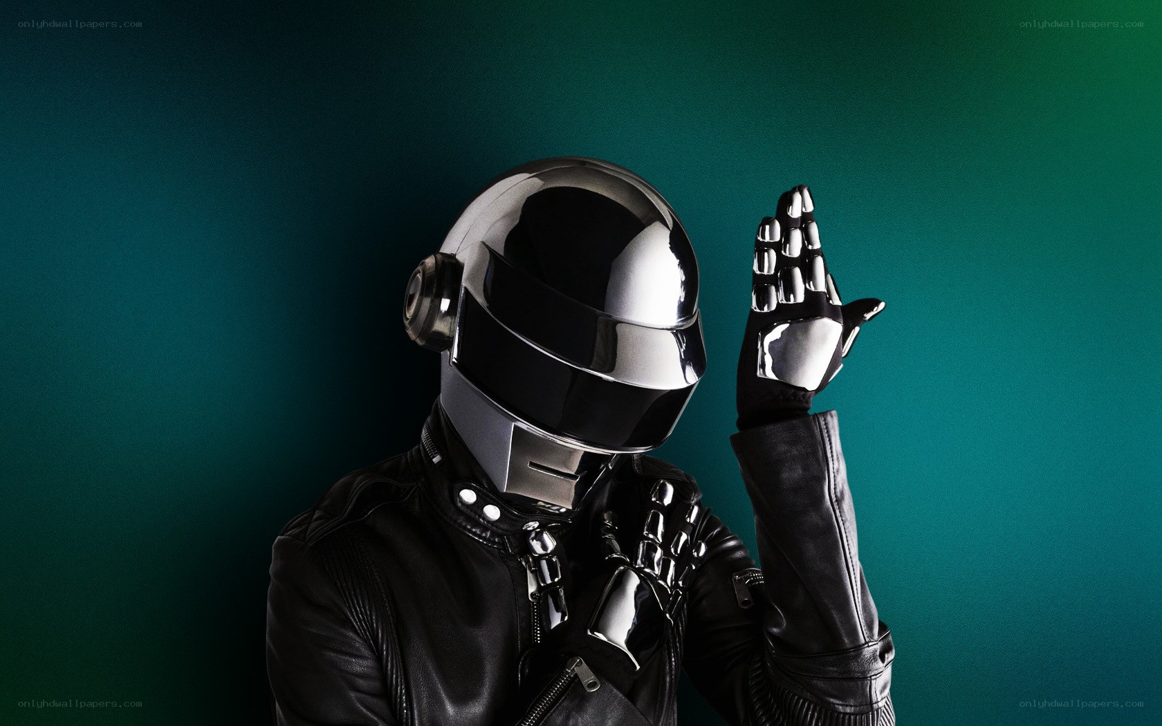 Daft Punk member in helmet