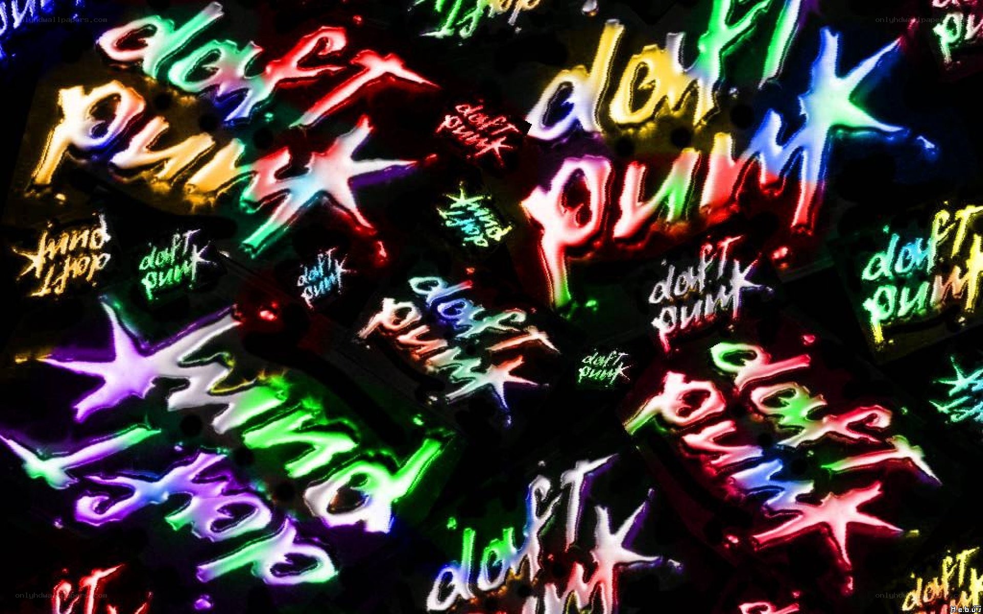 Daft Punk neon graffiti art
