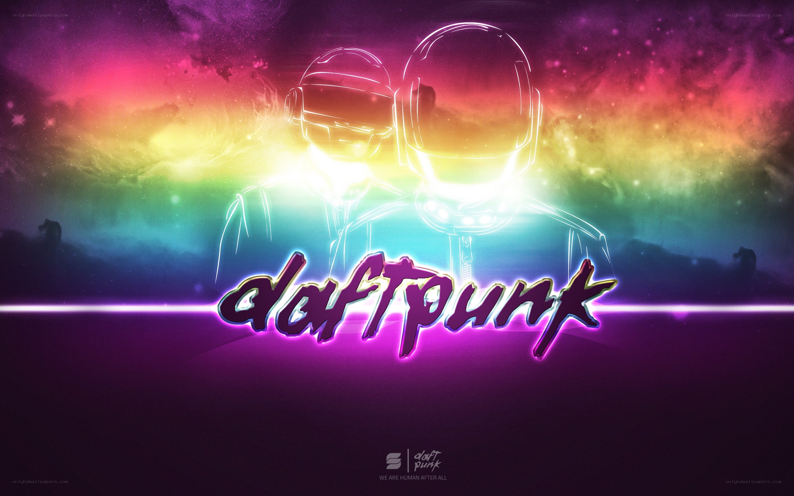 Daft Punk neon logo art
