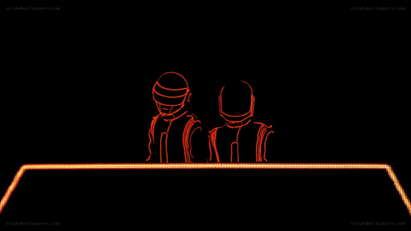 Daft Punk neon outline