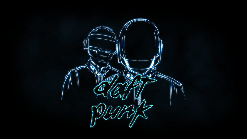 Daft Punk neon outline