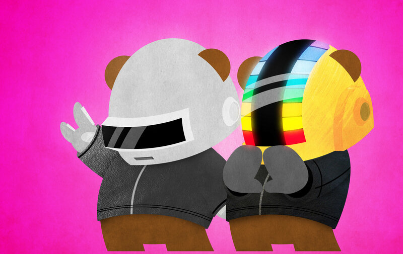 Daft Punk pandas in helmets