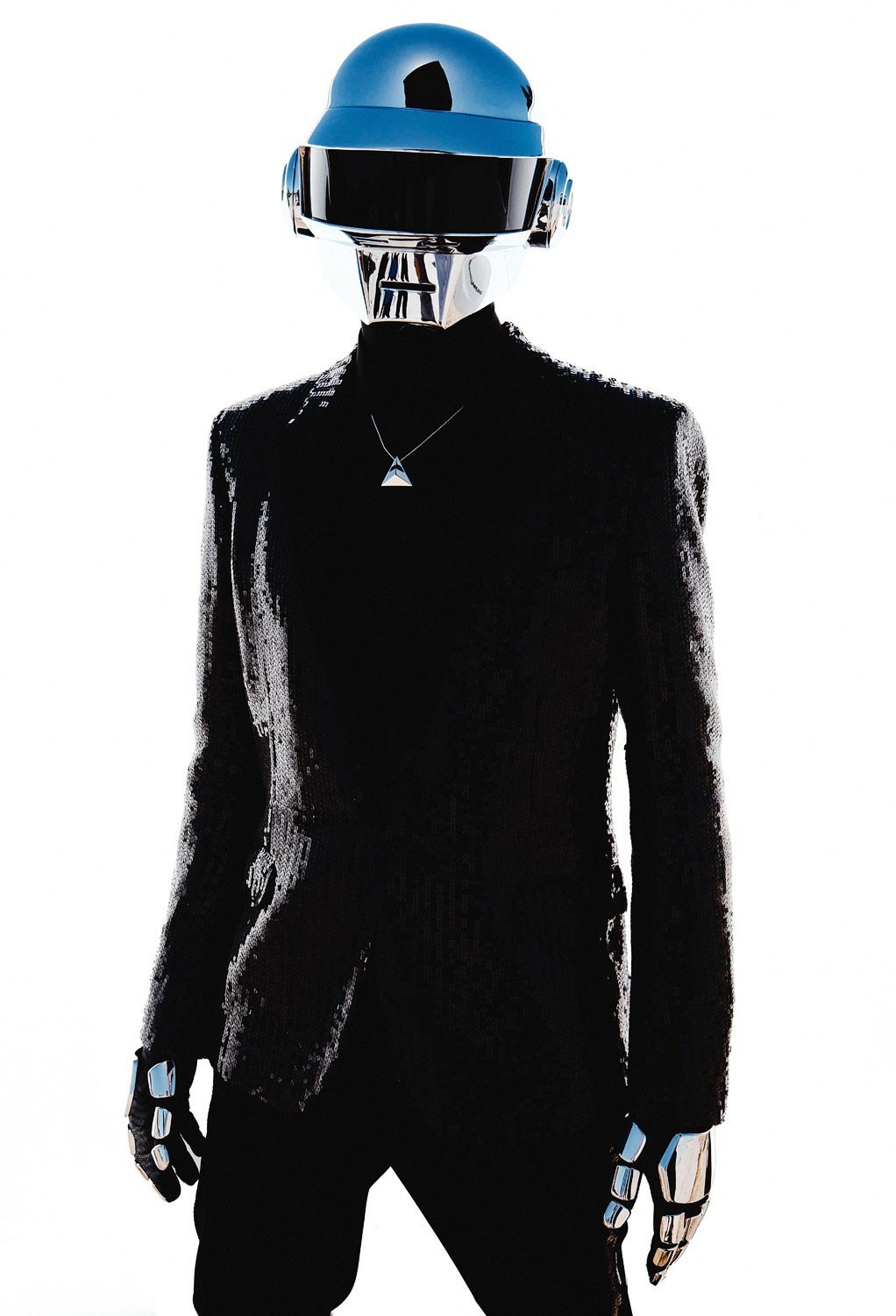 Daft Punk performer in helmet