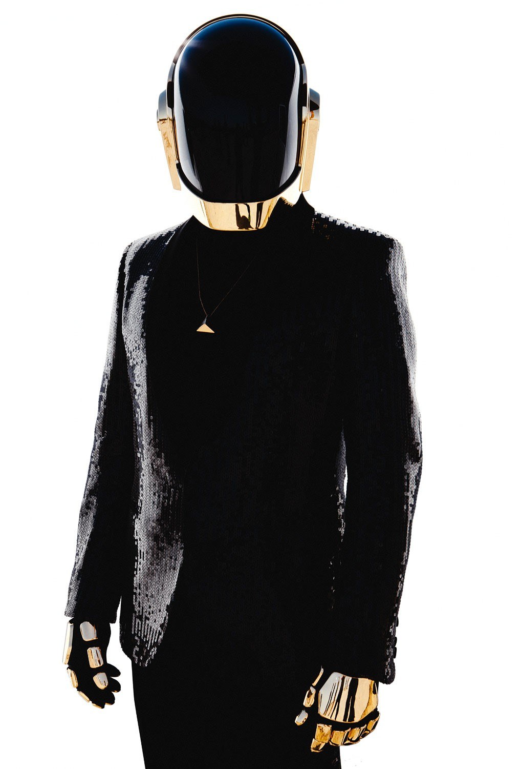 Daft Punk performer in helmet