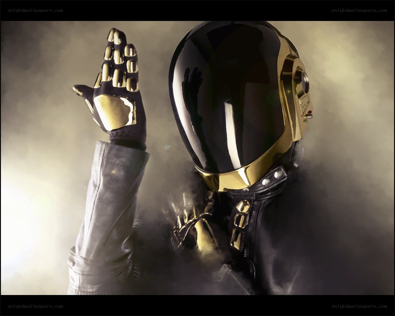 Daft Punk performer in helmet
