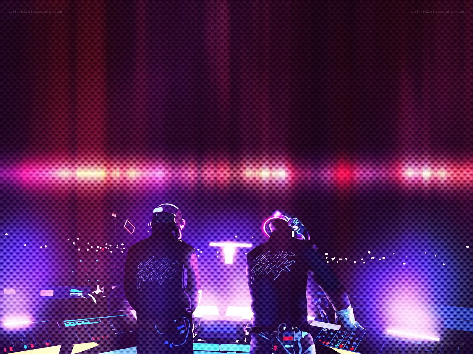 Daft Punk performing on stage