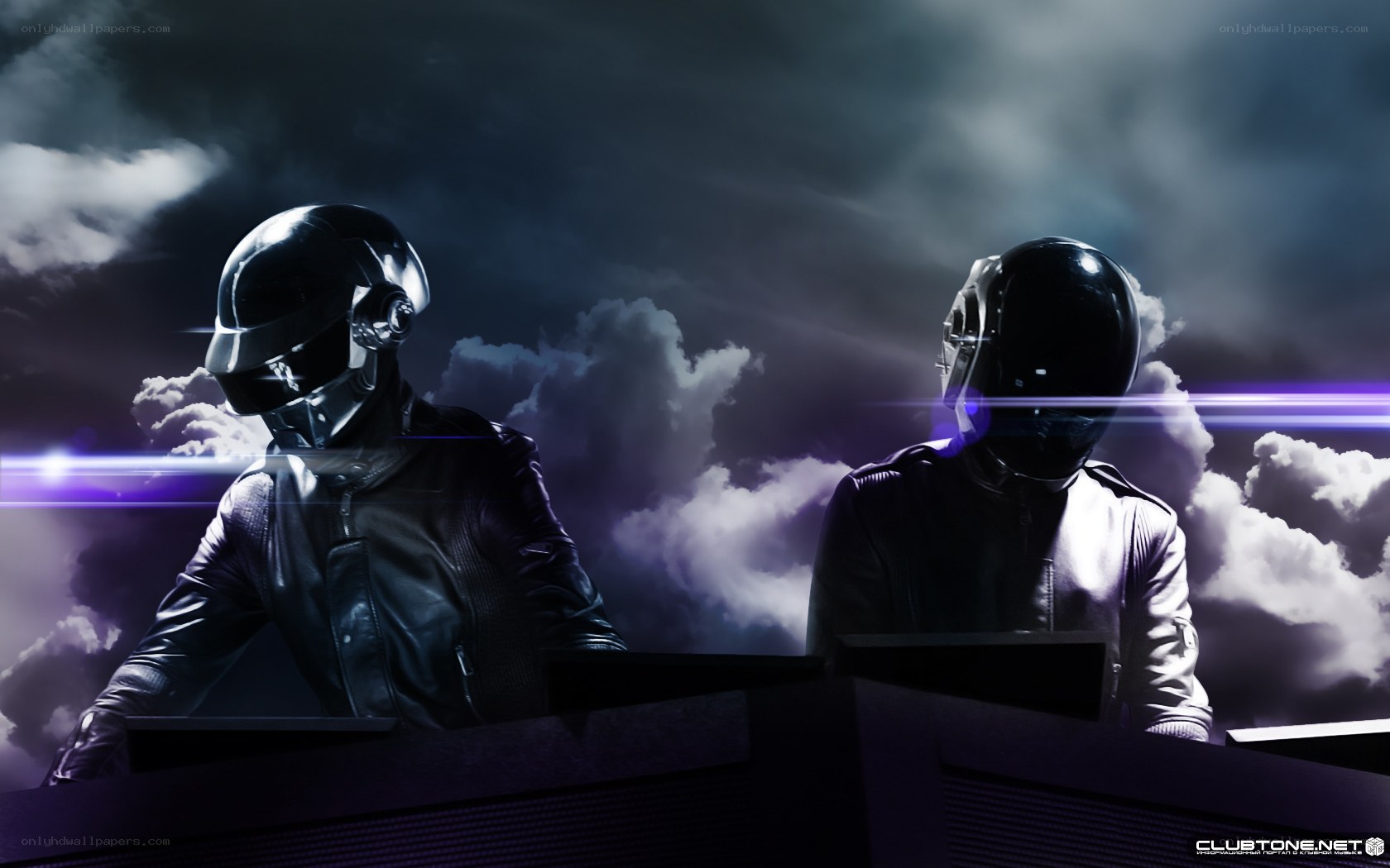 Daft Punk performing on stage