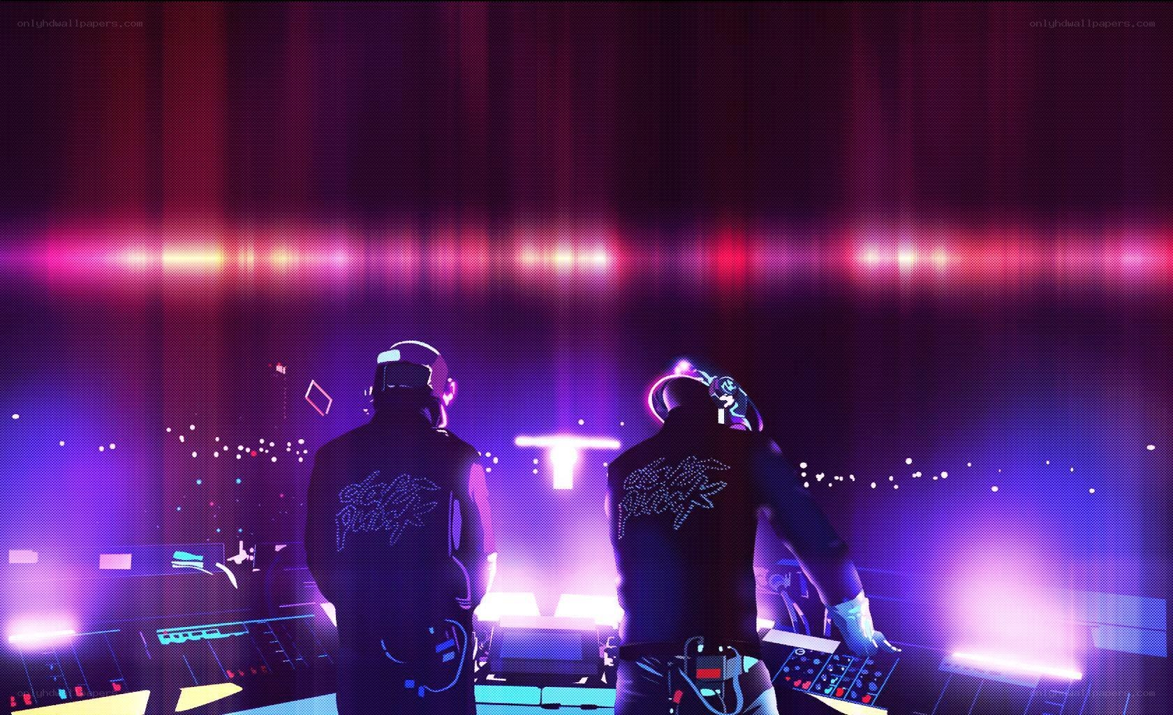Daft Punk performing on stage