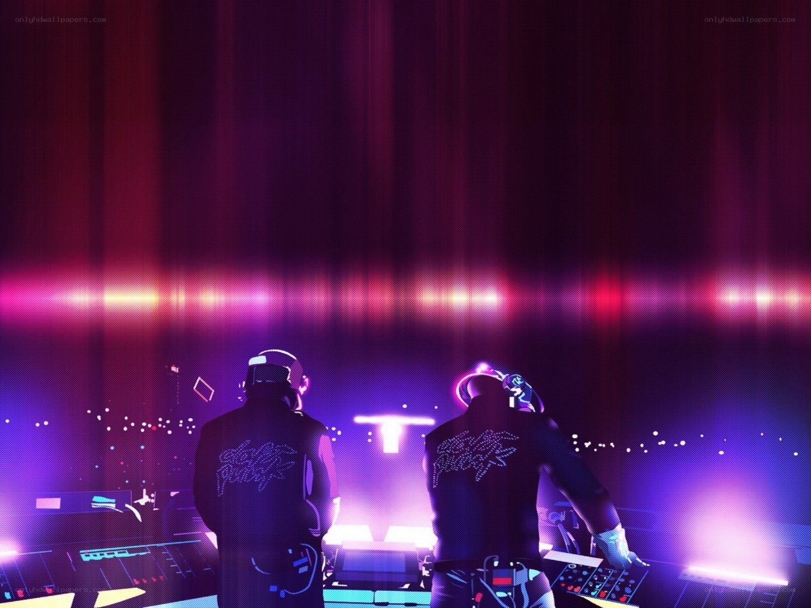 Daft Punk performing on stage