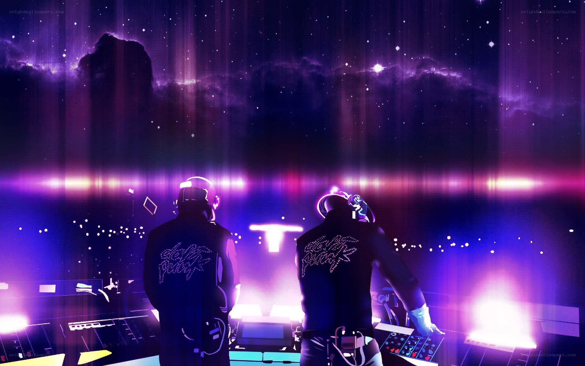 Daft Punk performing on stage