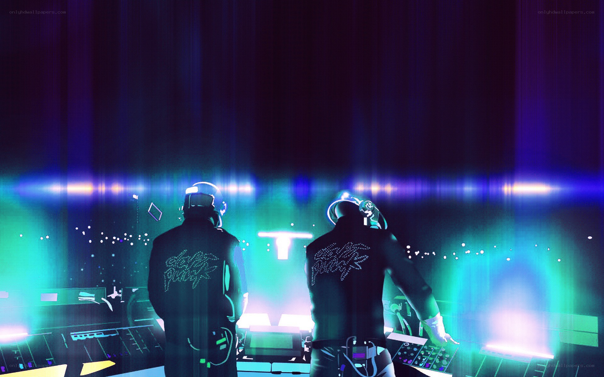 Daft Punk performing on stage