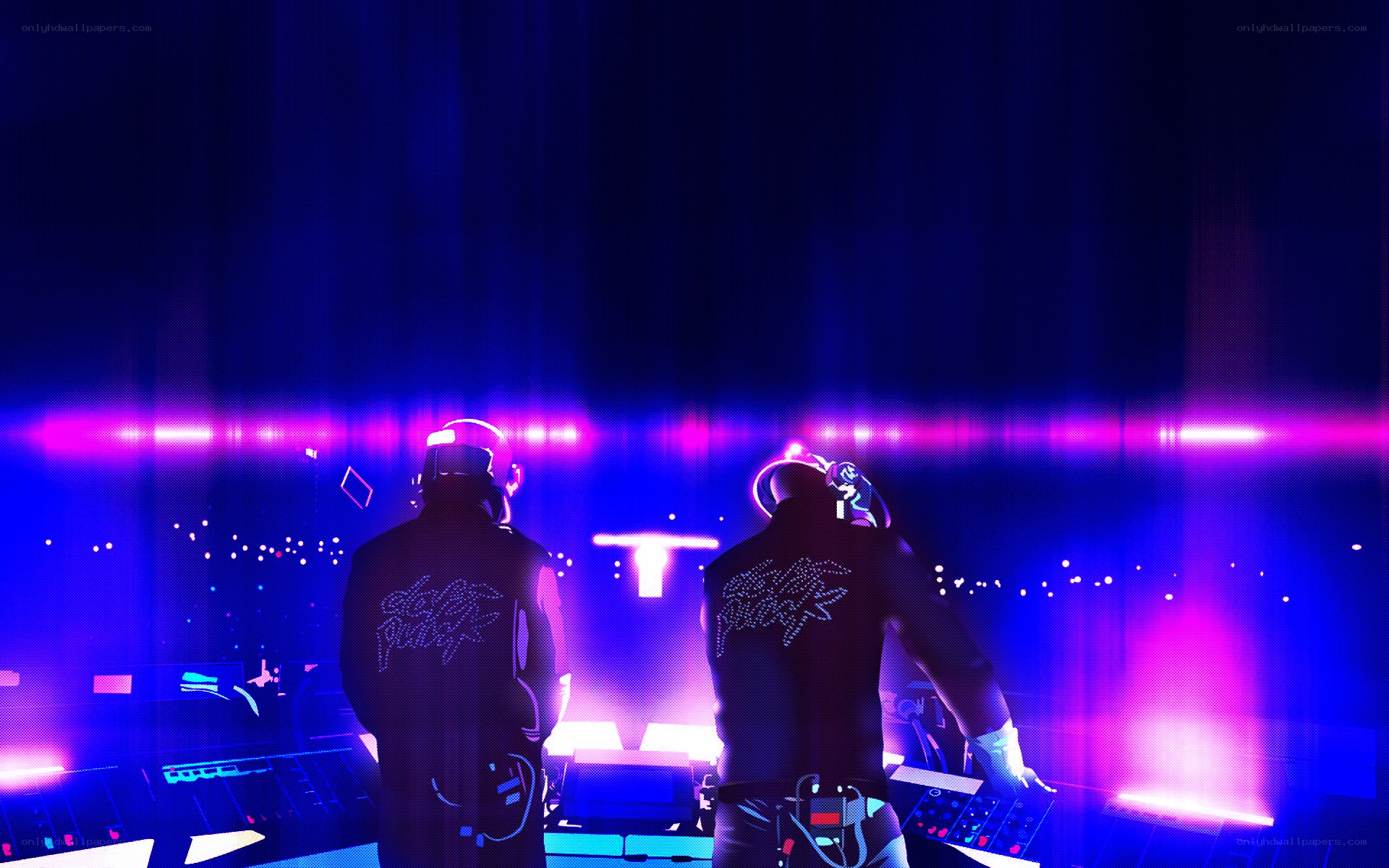 Daft Punk performing on stage