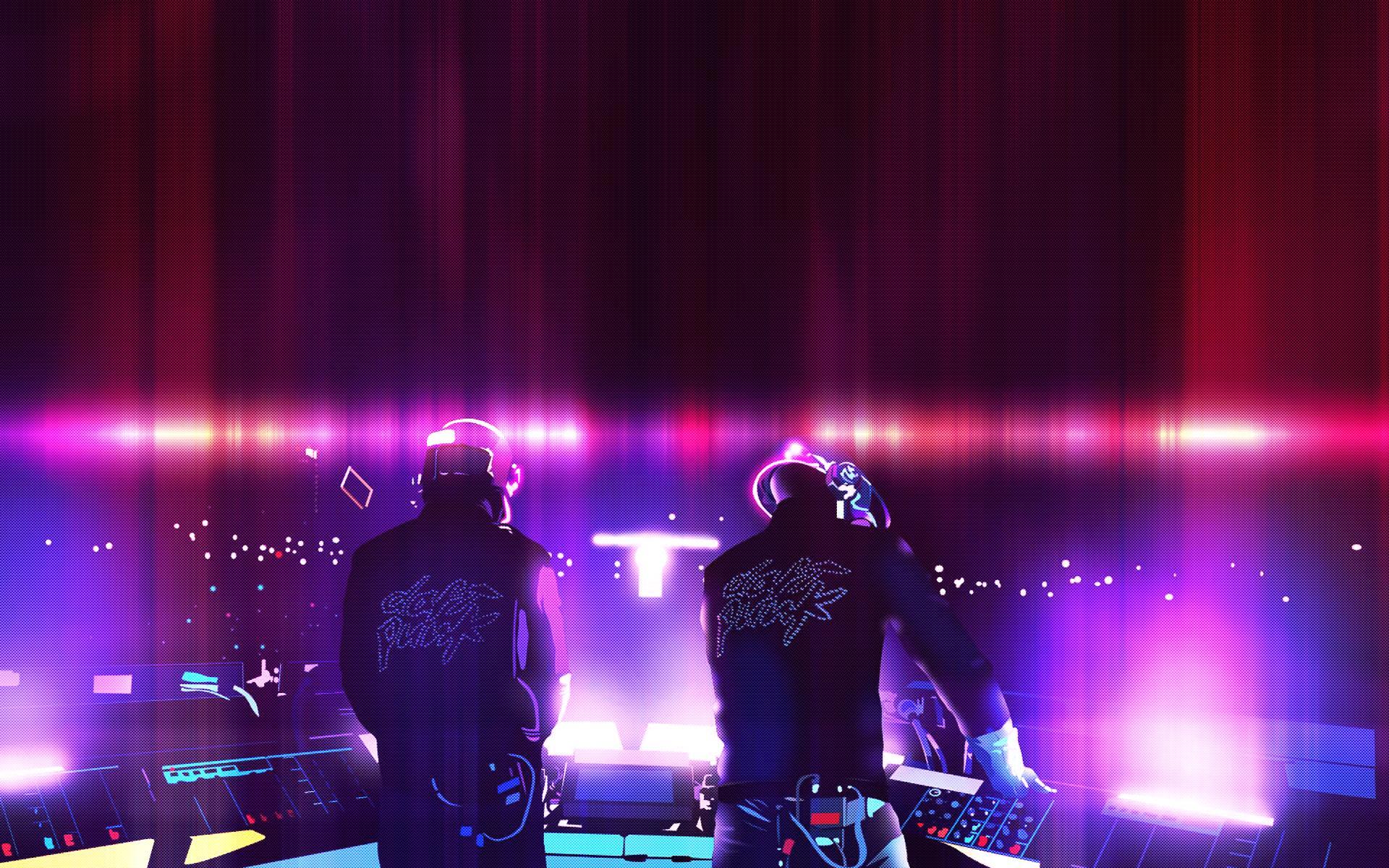 Daft Punk performing on stage