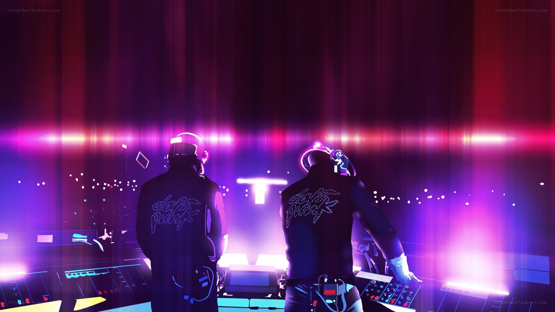 Daft Punk performing on stage