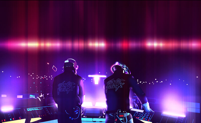 Daft Punk performing on stage
