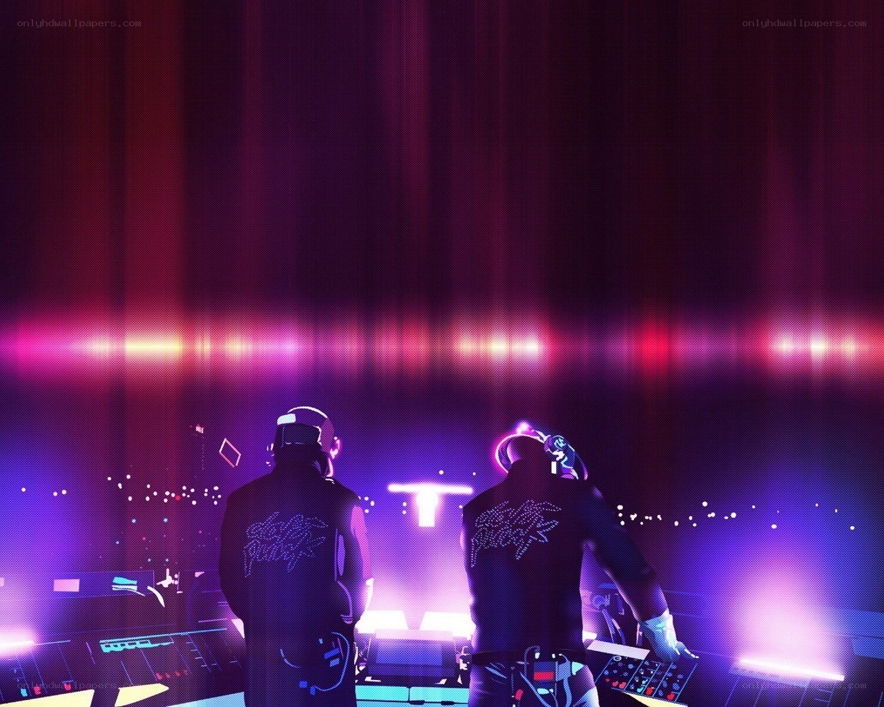 Daft Punk performing on stage