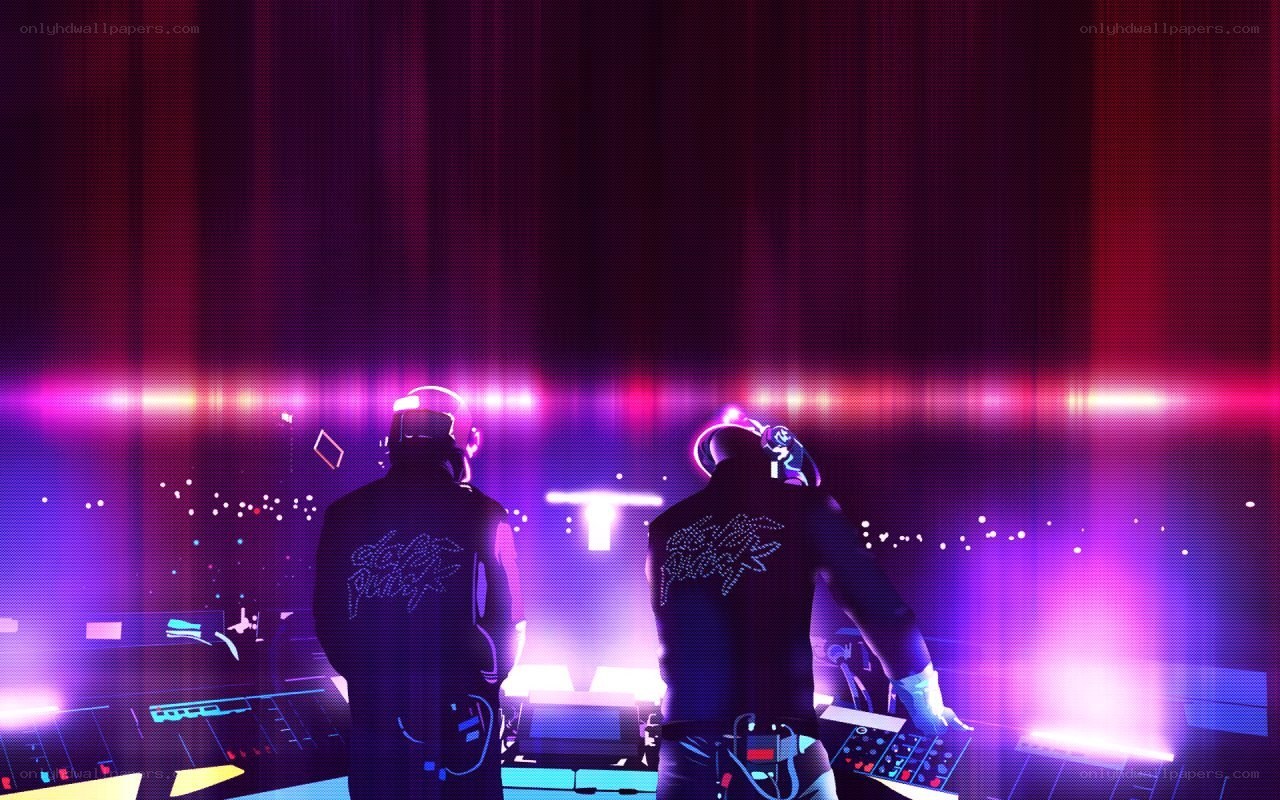 Daft Punk performing on stage