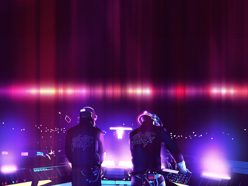 Daft Punk performing on stage