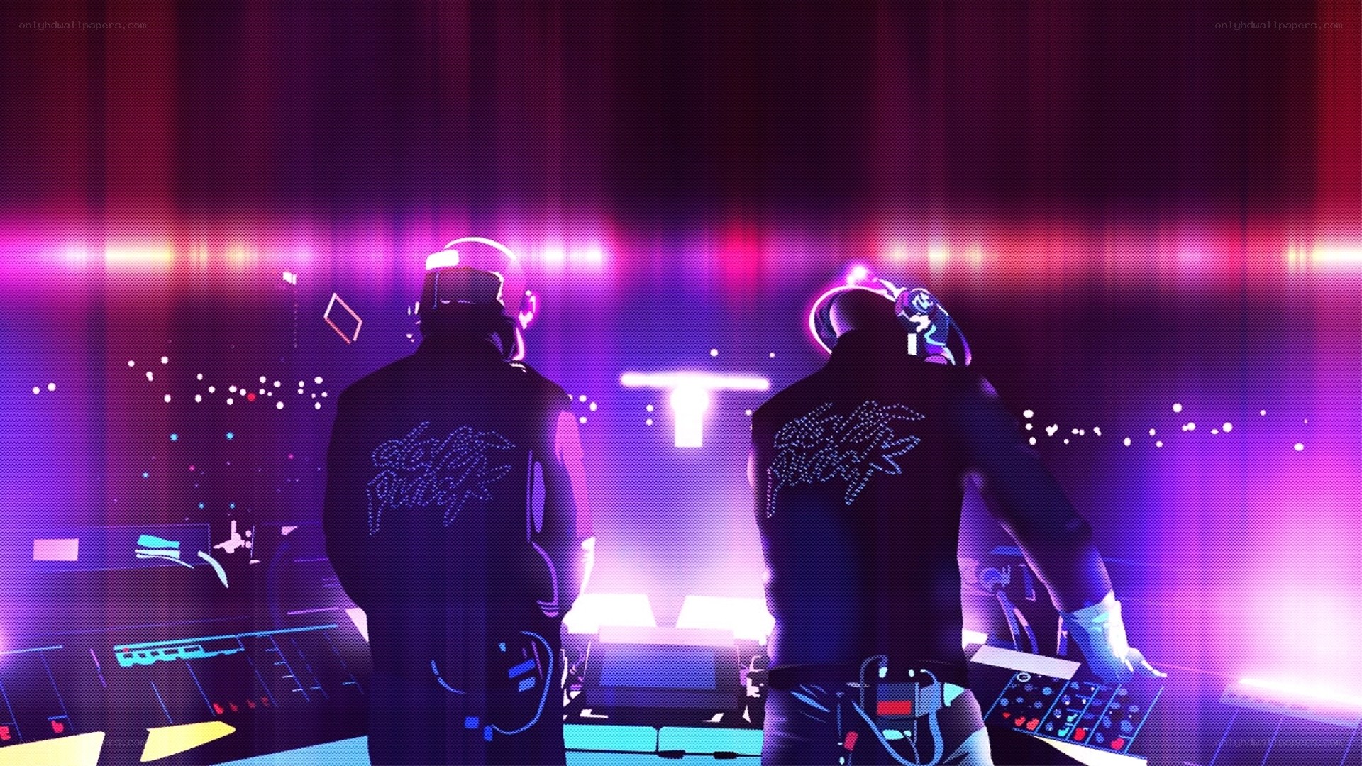 Daft Punk performing on stage