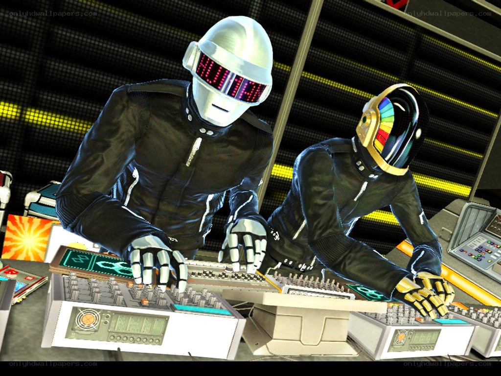 Daft Punk performing on stage