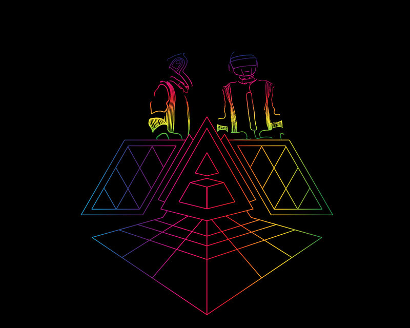Daft Punk rainbow outline