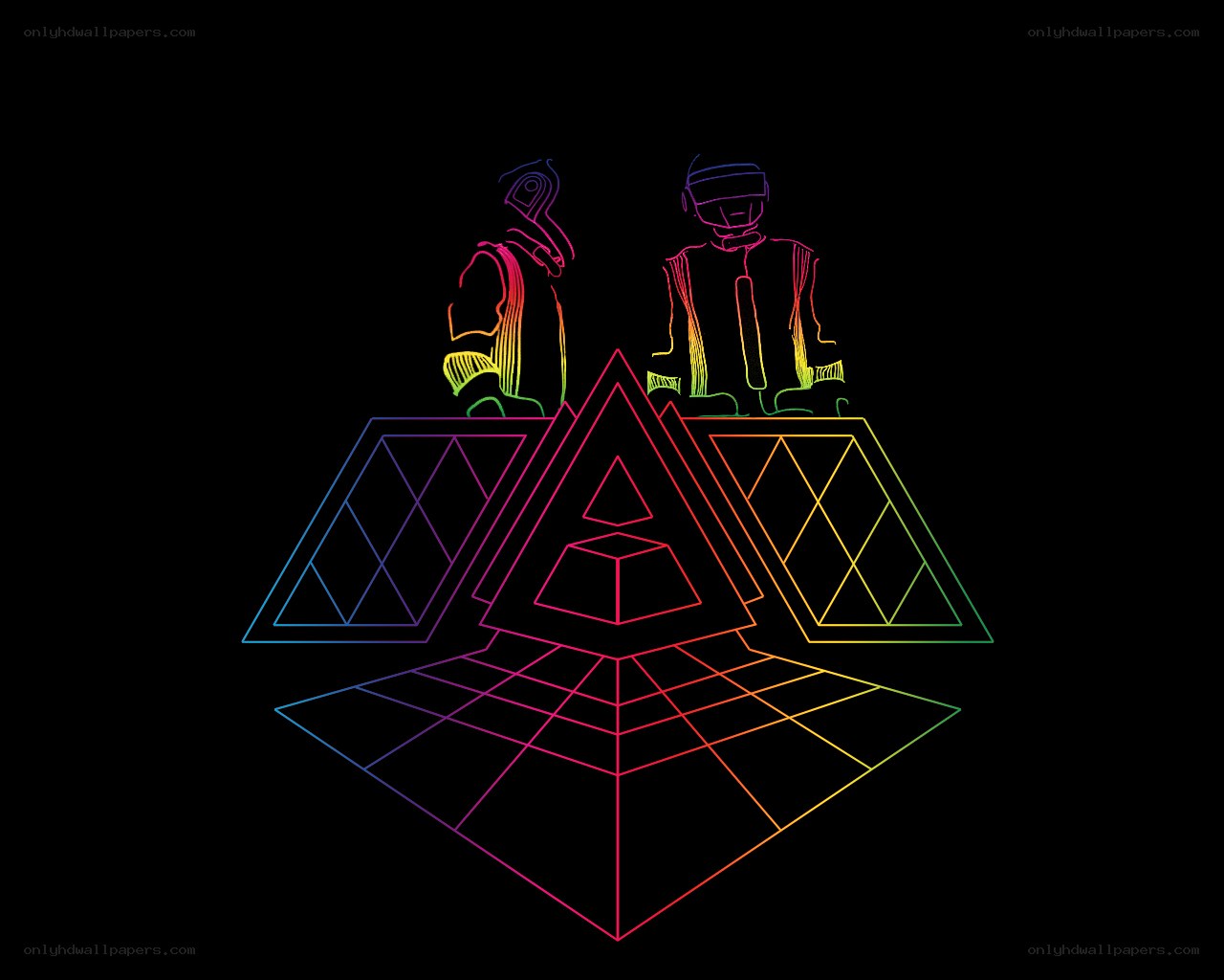 Daft Punk rainbow outline