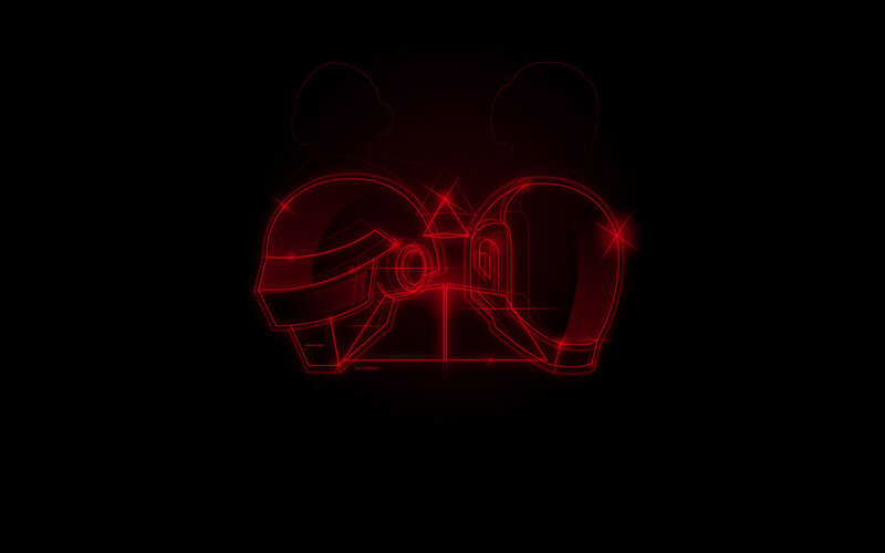 Daft Punk red neon art