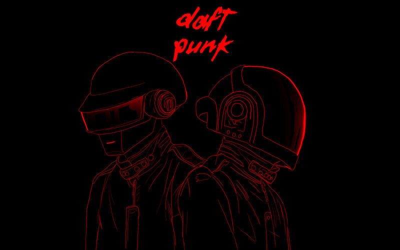 Daft Punk red outline art