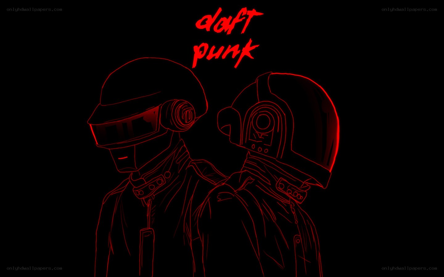 Daft Punk red outline art
