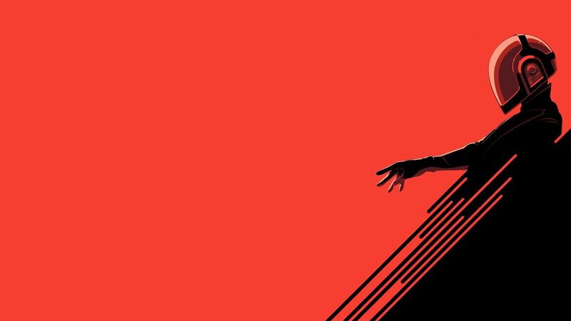 Daft Punk silhouette on red