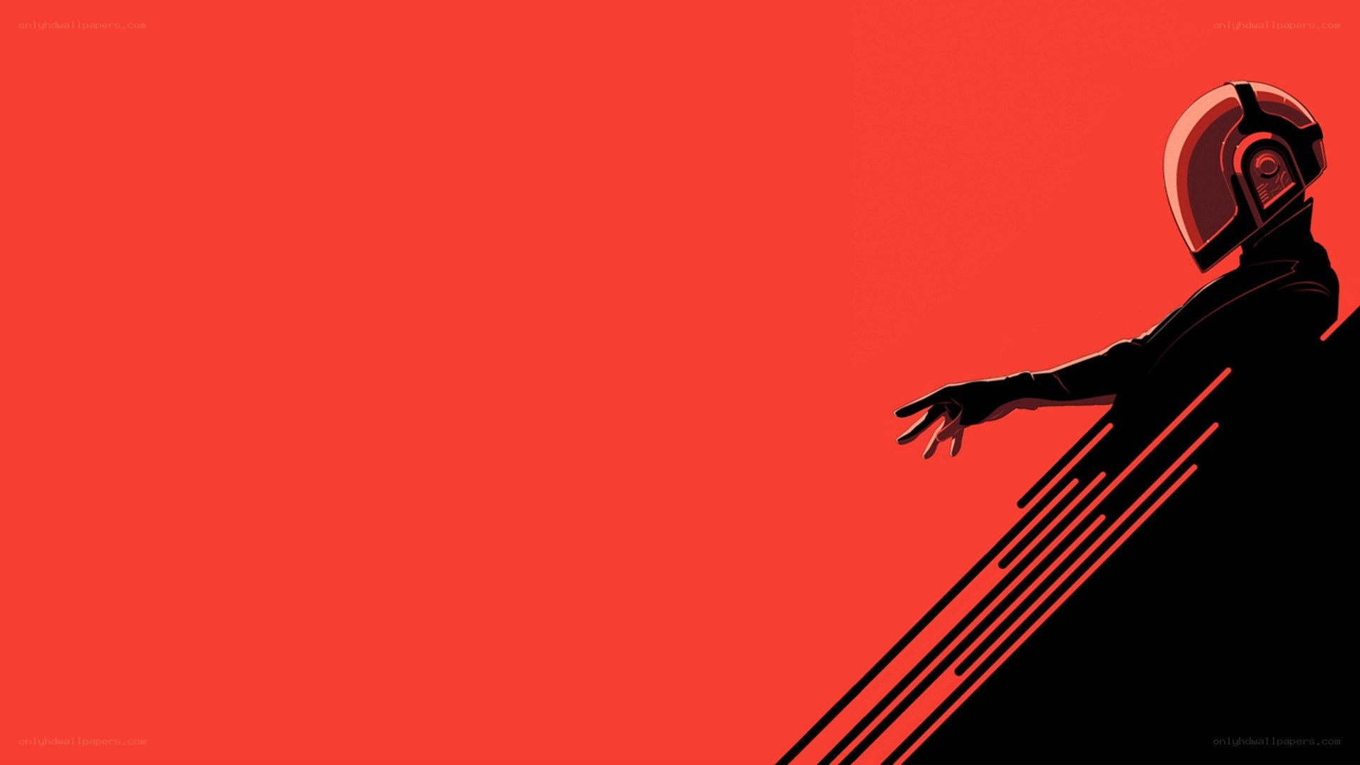 Daft Punk silhouette on red
