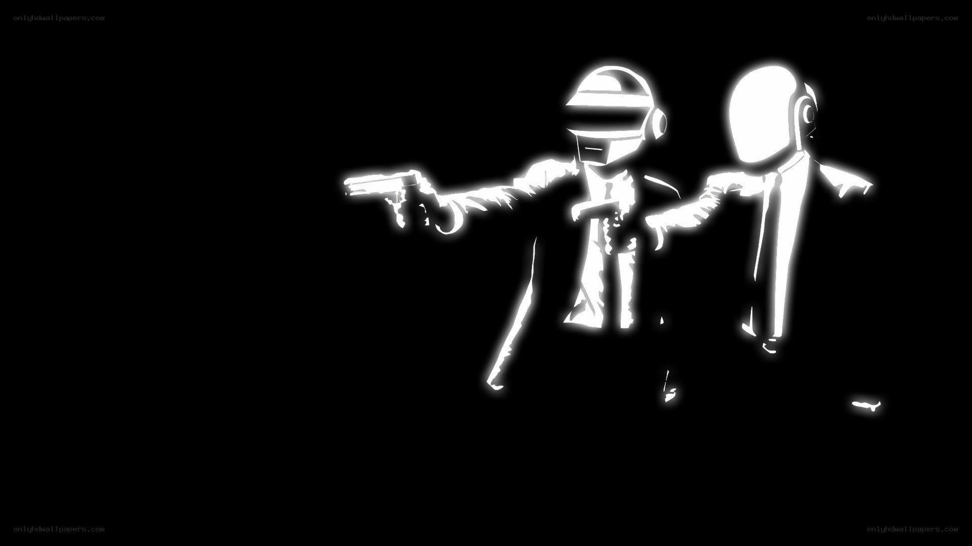 Daft Punk silhouette with guns