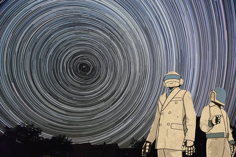 Daft Punk under star trails
