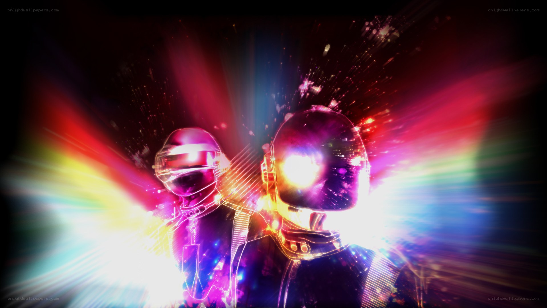 Daft Punk with colorful lights