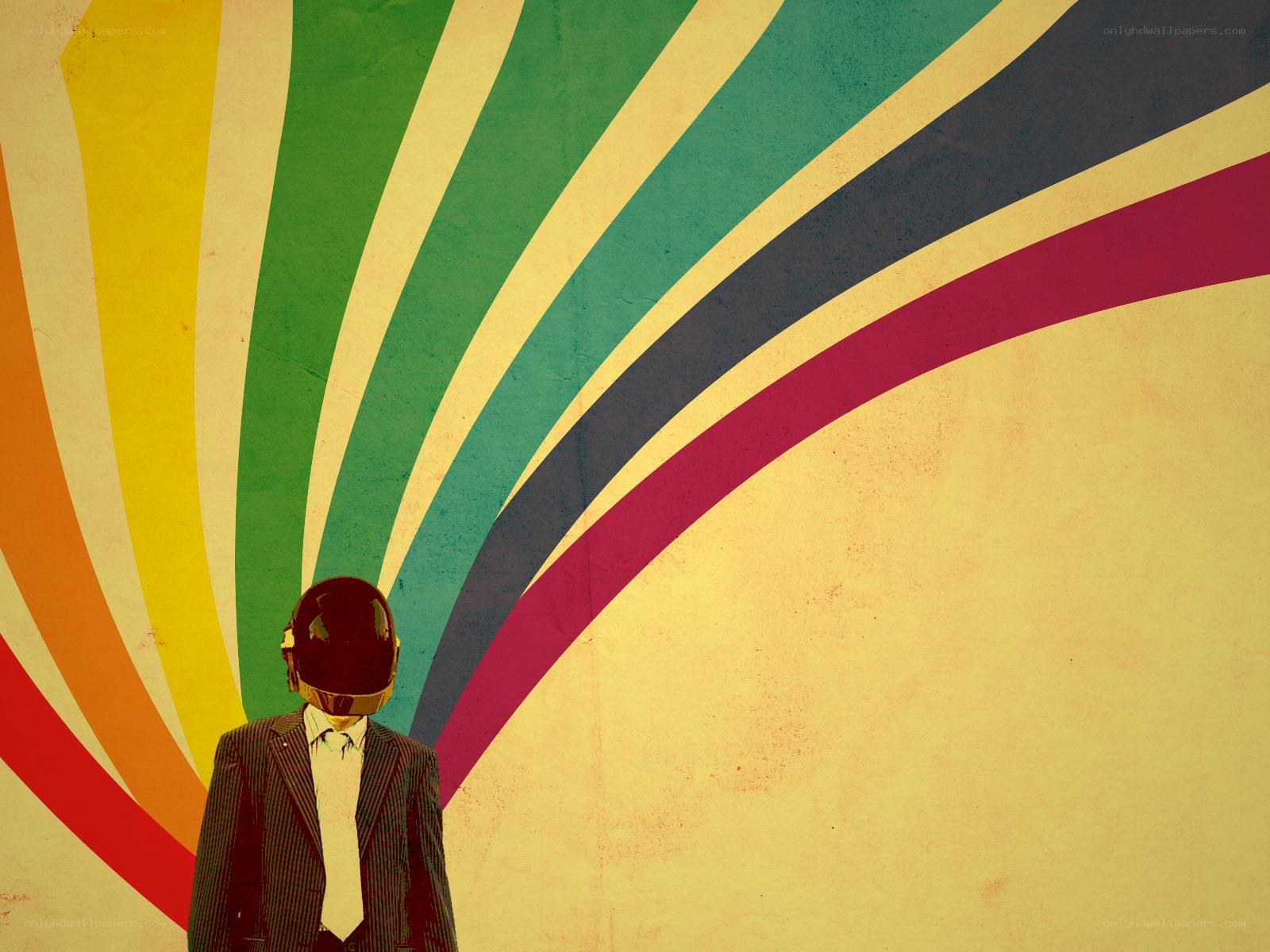 Daft Punk with rainbow background