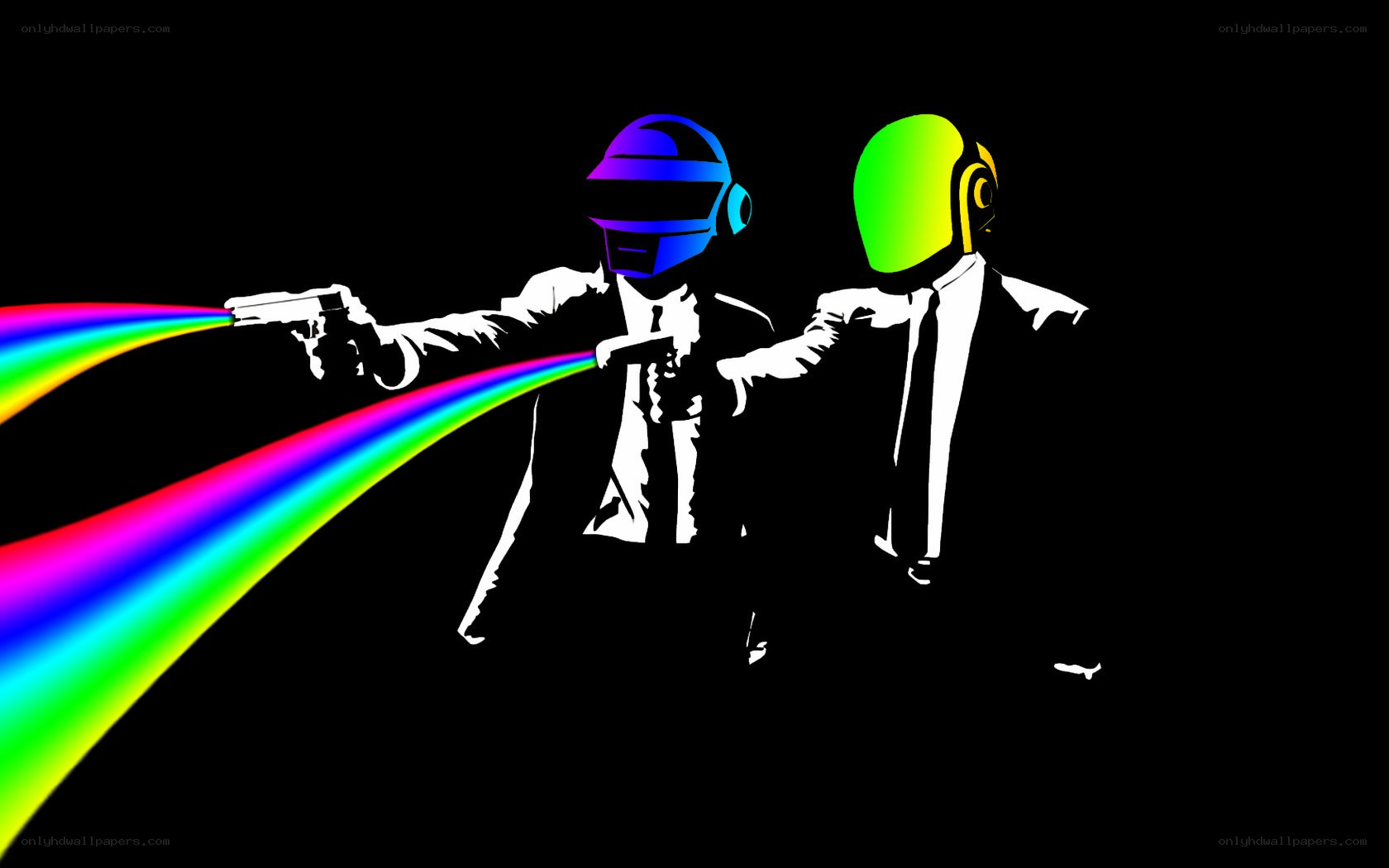 Daft Punk with rainbow lasers