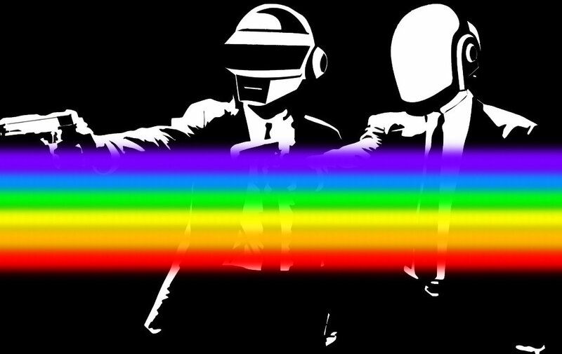 Daft Punk with rainbow stripes