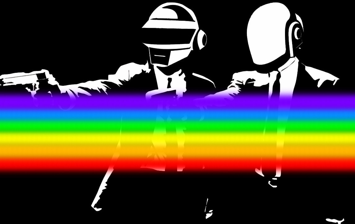 Daft Punk with rainbow stripes