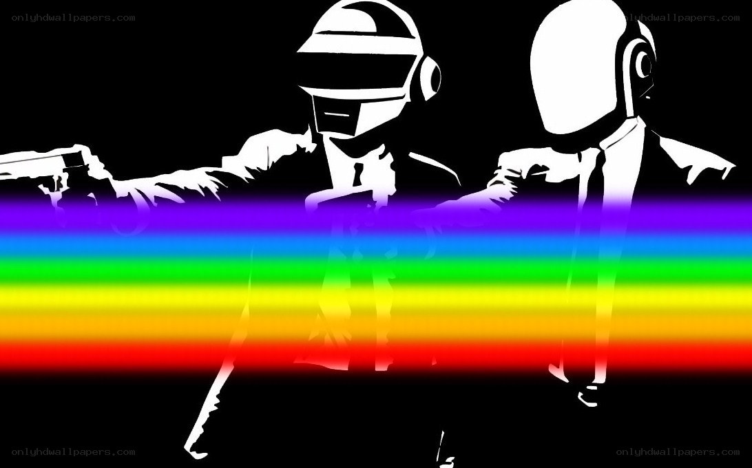 Daft Punk with rainbow stripes