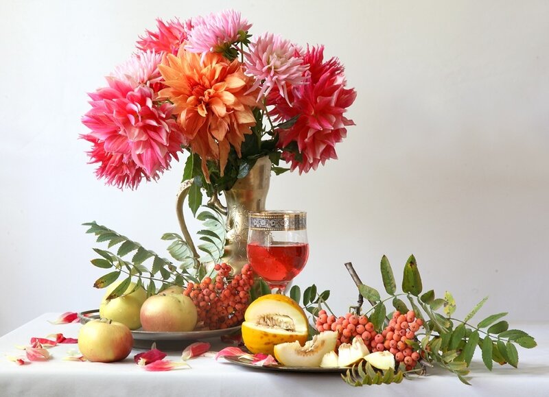Dahlia Bouquet with Fruit