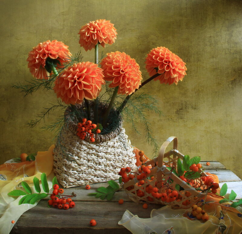 Dahlias and Berries