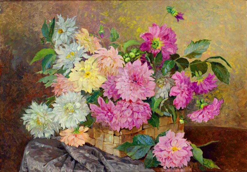 Dahlias in a Basket