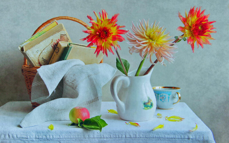 Dahlias in a Pitcher