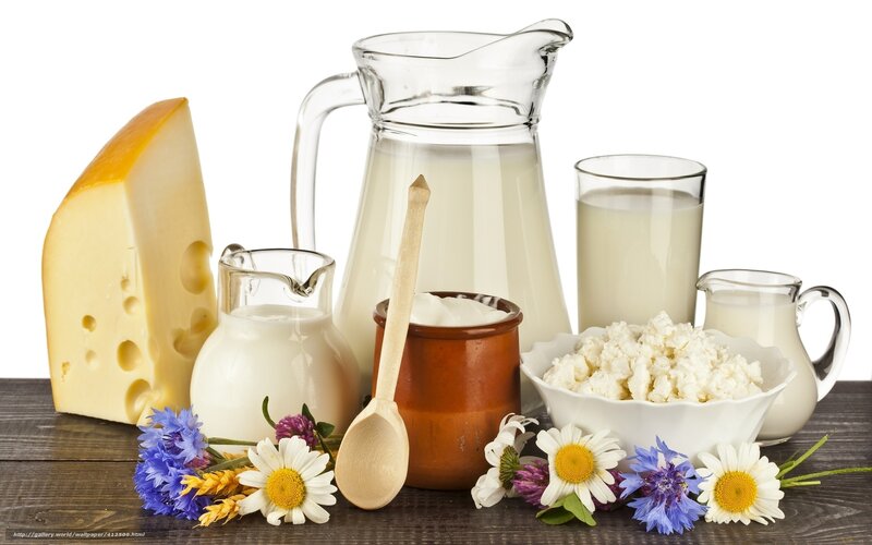 Dairy Products on Wood
