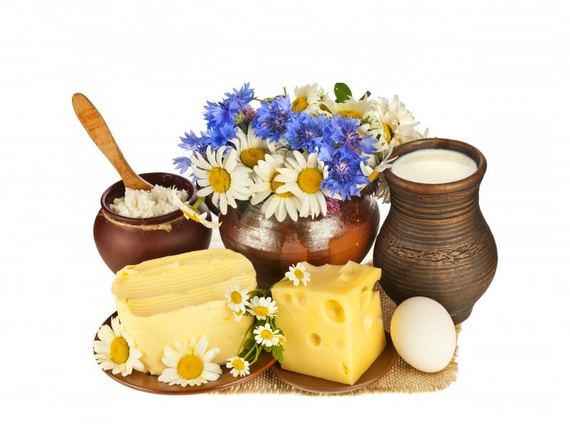 Dairy Products with Flowers — Yellow, Calm