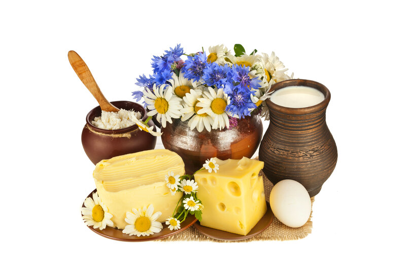 Dairy Products with Flowers — Yellow