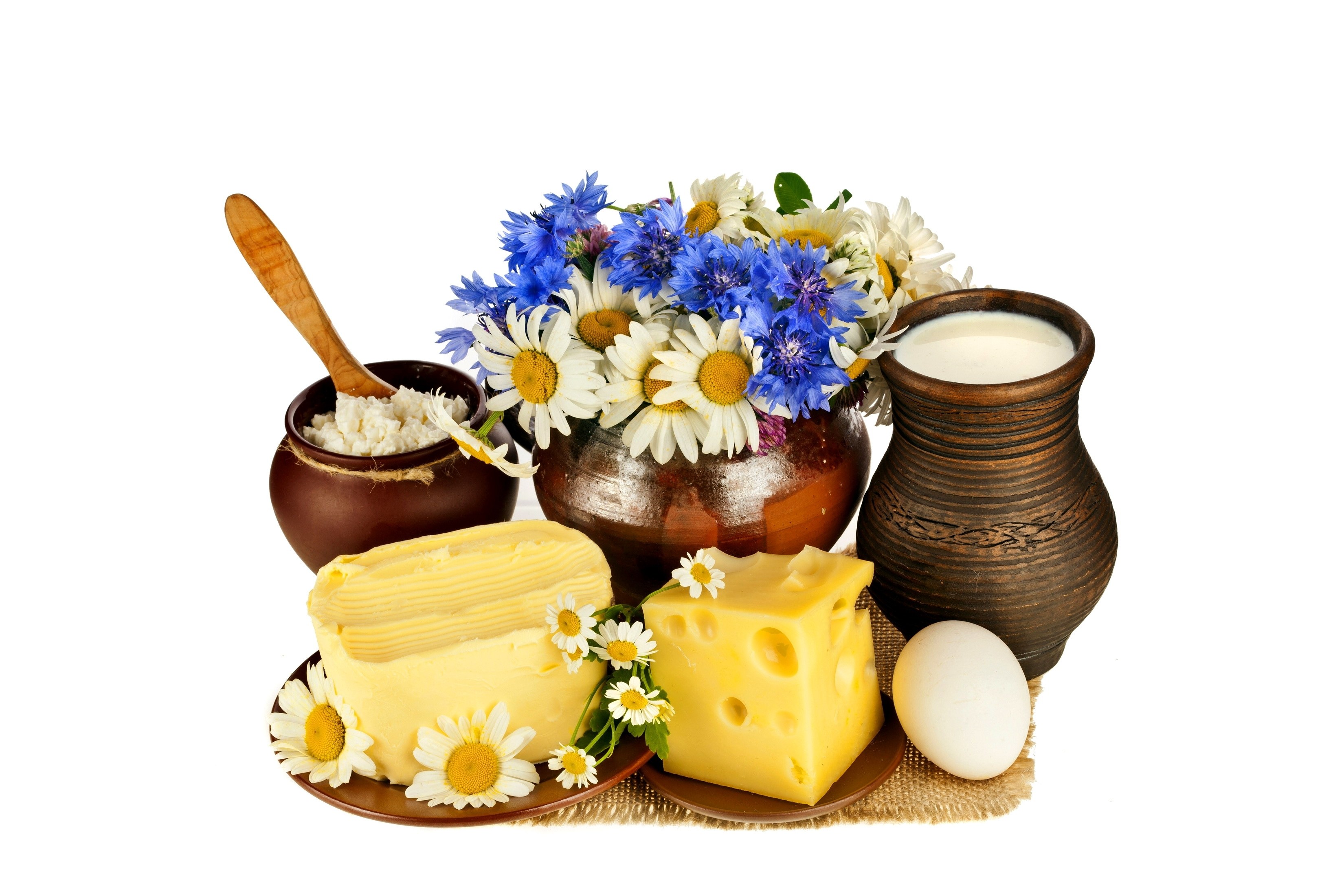Dairy products with flowers