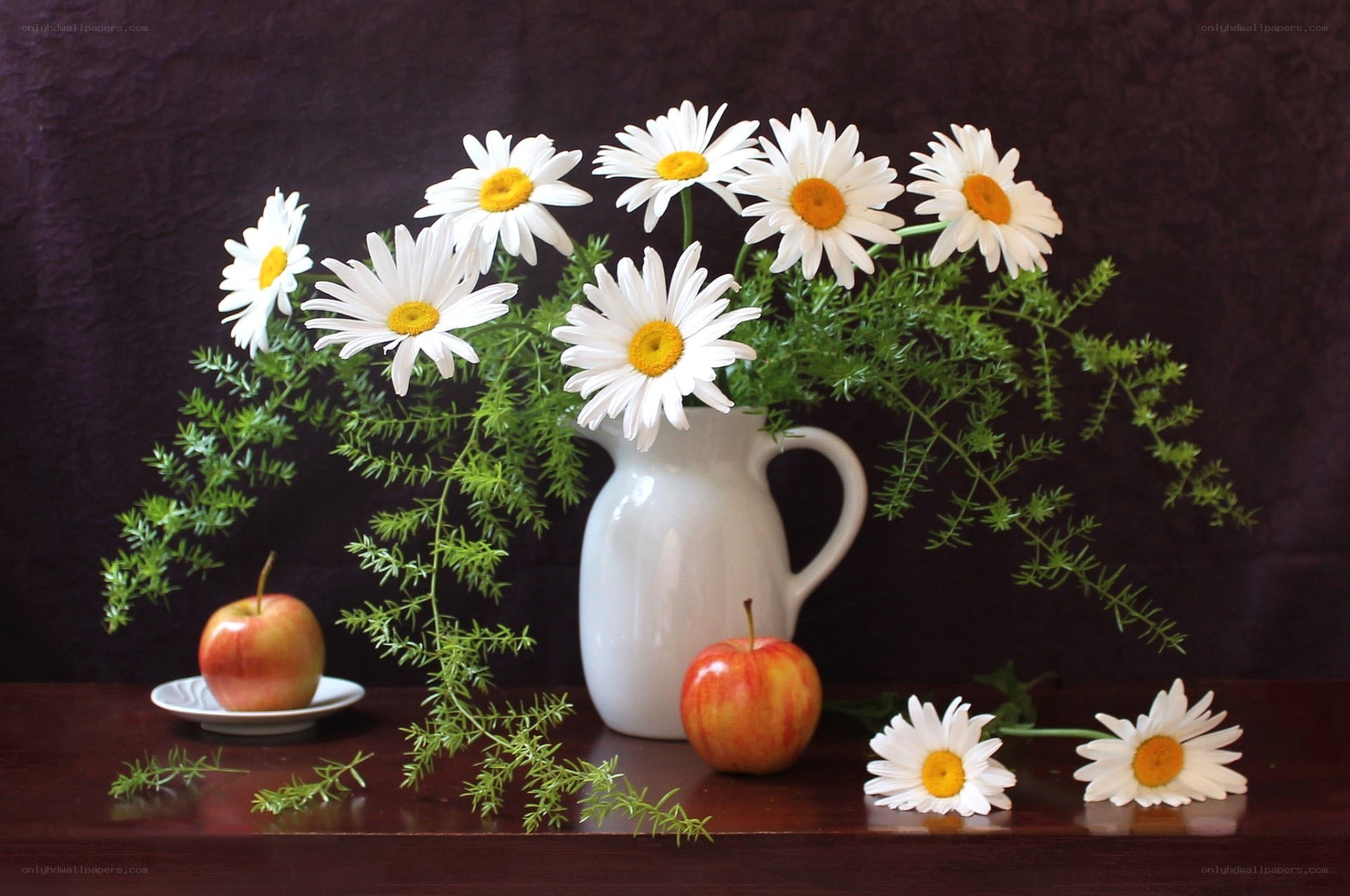 daisies and apples still life