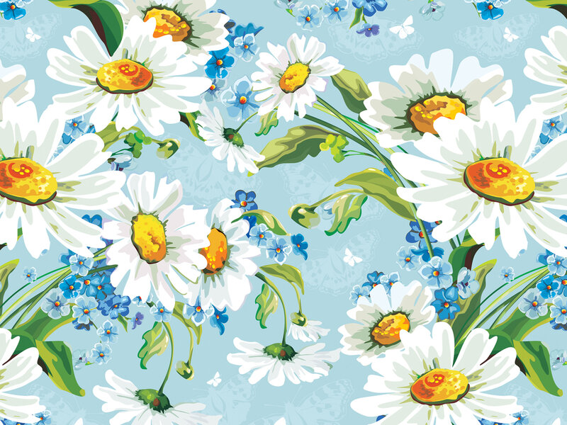 Daisies and Blue Flowers — Calm