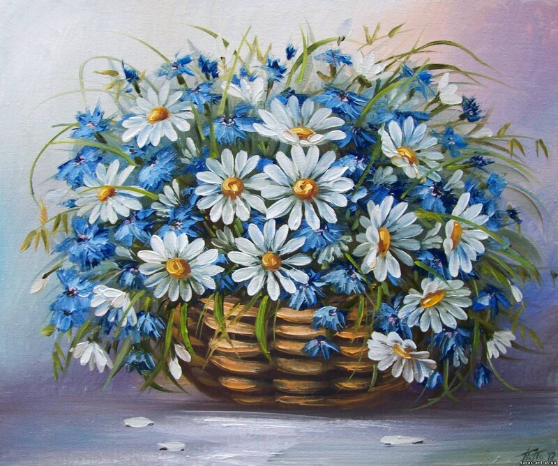 Daisies and Cornflowers — Blue